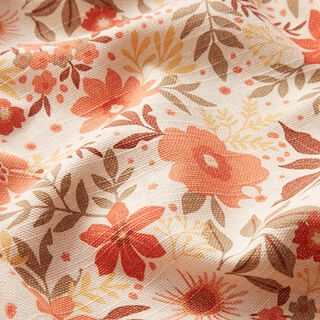 Decostof half panama bloemenpracht – koraal/natuur, 