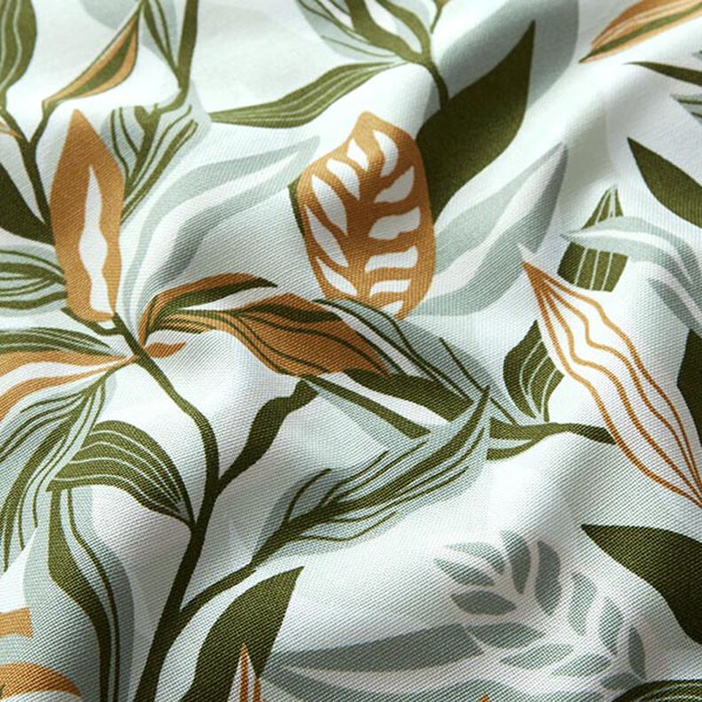 Decostof Canvas geschilderde bladeren – groen/wit,  image number 2