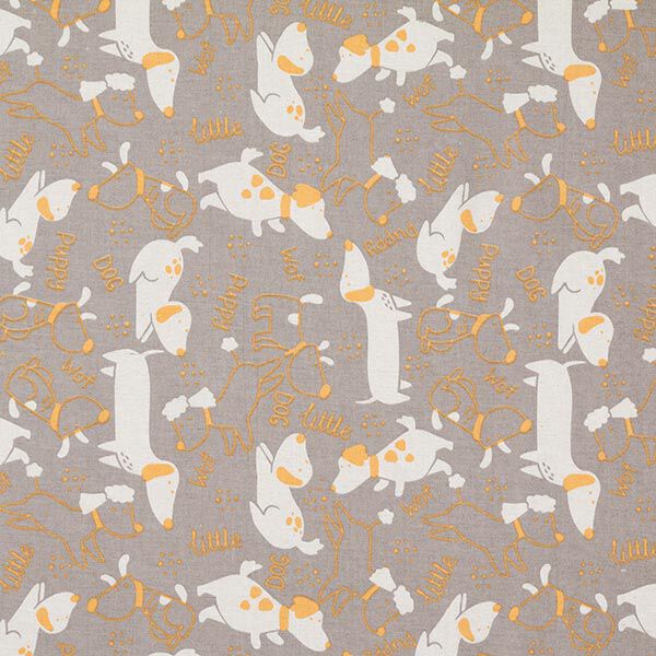 Decostof Canvas speelse honden – greige/currygeel, image number 1