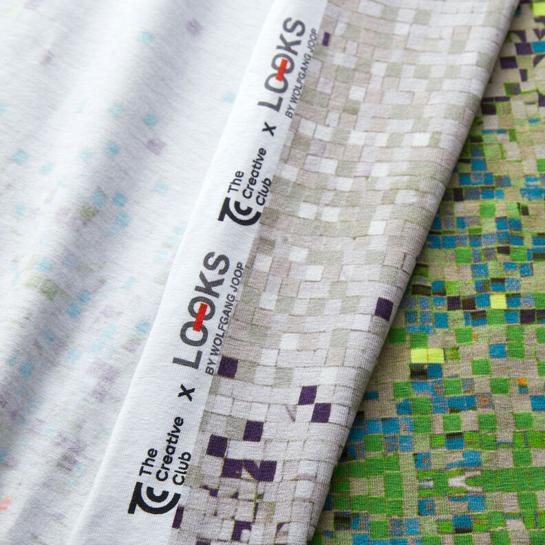 GOTS Katoenjersey verspreid mozaïek | TCC x LOOKS by Wolfgang Joop – appelgroen/donkerbeige,  image number 4