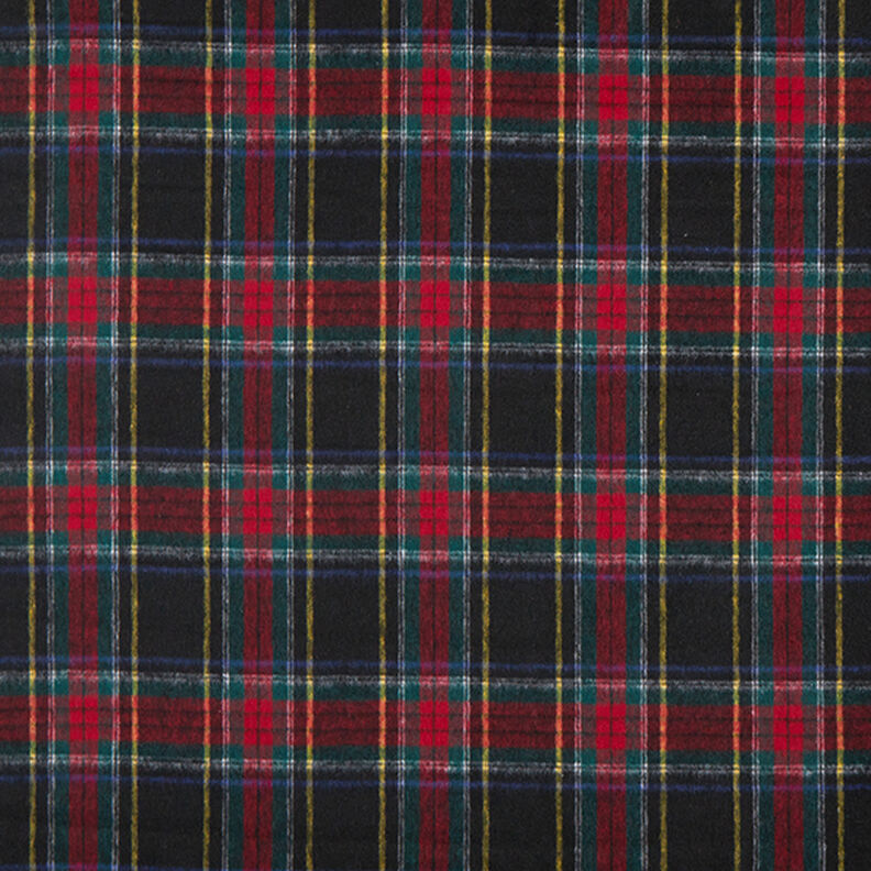 Mantelstof scheerwolmix Schotse ruit – zwart/rood,  image number 1