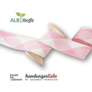 Biologische vlechtkoord Twist Me Flat [35 mm] | Albstoffe – wit/roze, 