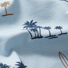 Katoenjersey Hawaii-gevoel – zilverblauw, 