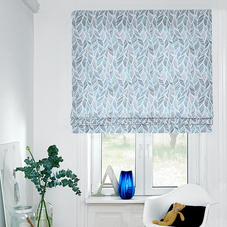 Decostof Half panama Bladmotief – blauw, image number 7