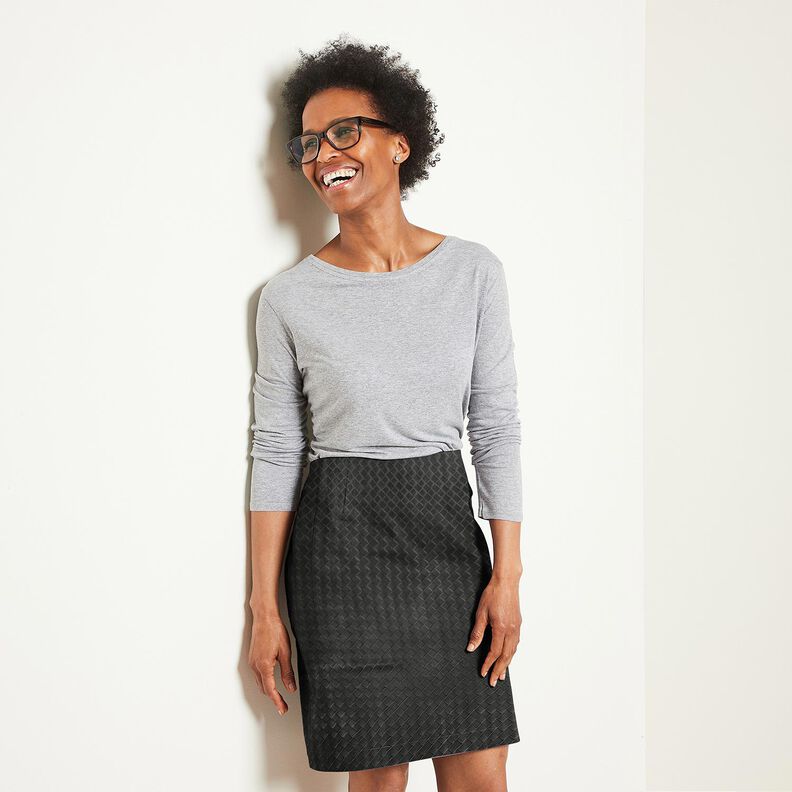 Imitatieleer gevlochten | Katia Fabrics – zwart,  image number 6