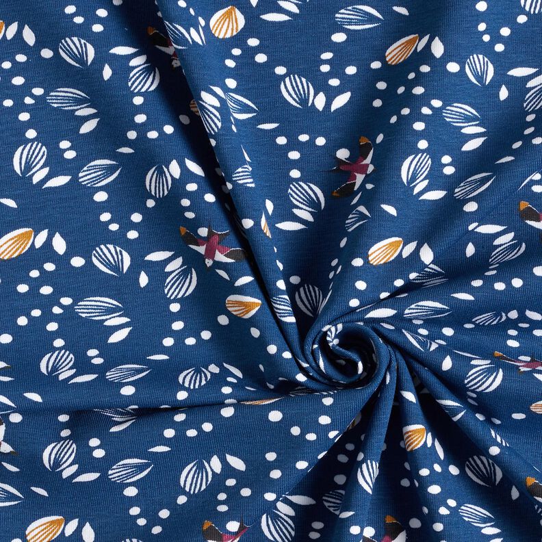 Katoenjersey Zwaluwen over de weide – indigo, image number 3