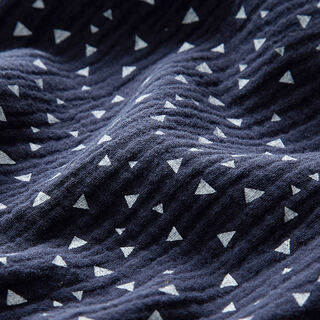 Mousseline/dubbel gehaakte stoffen Driehoeken – marineblauw/wit, 
