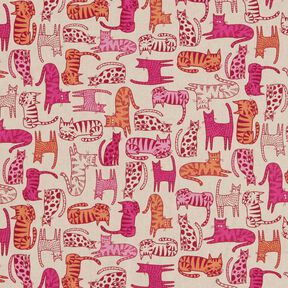 Decostof Half panama Kleurrijke katten – natuur/purper, 
