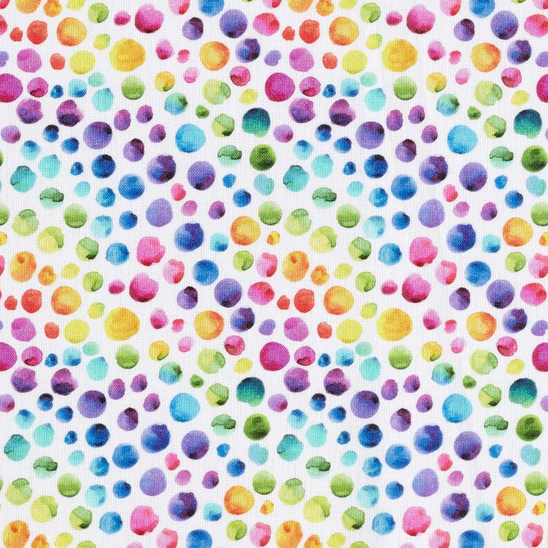 Katoenpopeline Regenboog stippen Digitaal printen – wit/kleurenmix,  image number 1