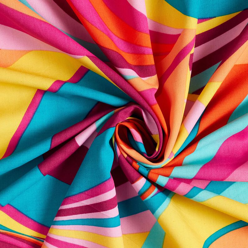 Abstracte lussen van viscose-katoenen voile – pastelviolet/aquablauw, image number 3