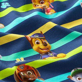 Katoenjersey Licentiestof Paw Patrol gestreept | Viacom – marineblauw, 