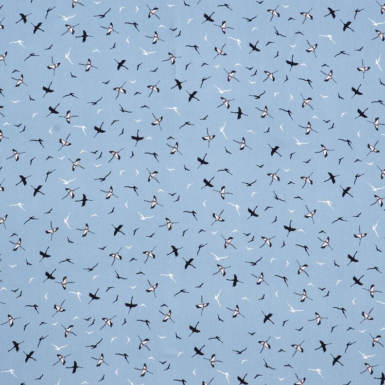 Bamboestof kraanvogels – blauwgrijs,  image number 1