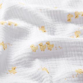Mousseline/dubbel gehaakte stoffen schattige eendjes – wit/goud, 
