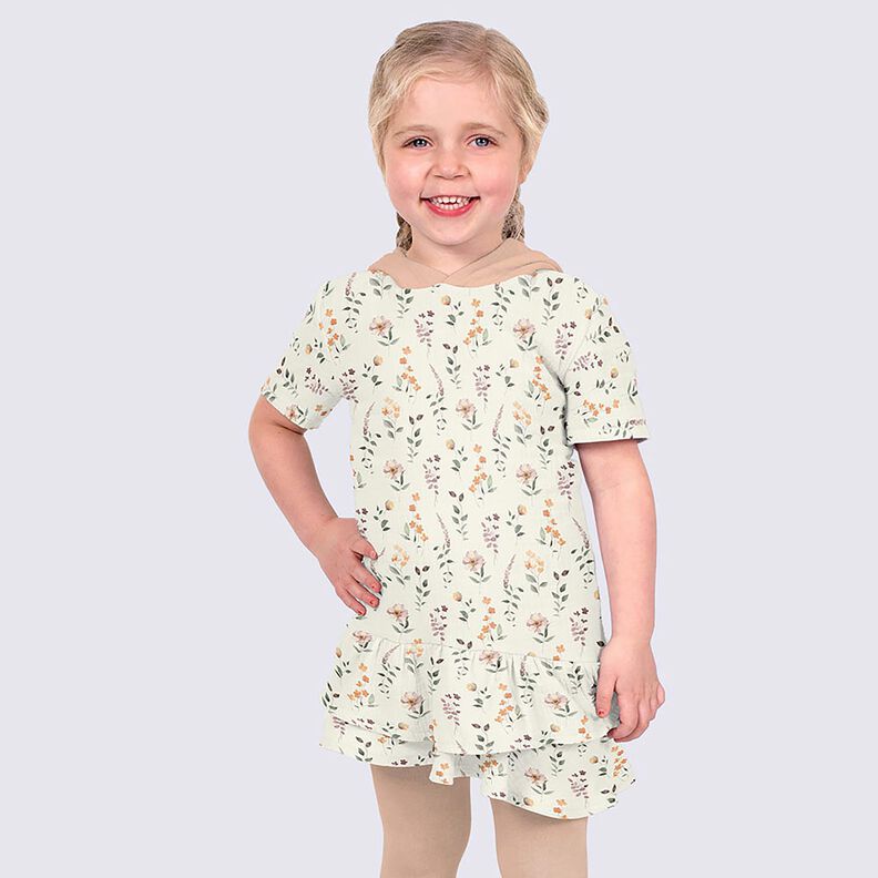 Mousseline/dubbel gehaakte stoffen wilde weide Digitaal printen – wit,  image number 6