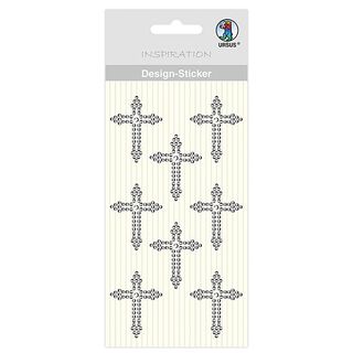 Designsticker kruis [ 8 Stuk ] – zilver metalen, 
