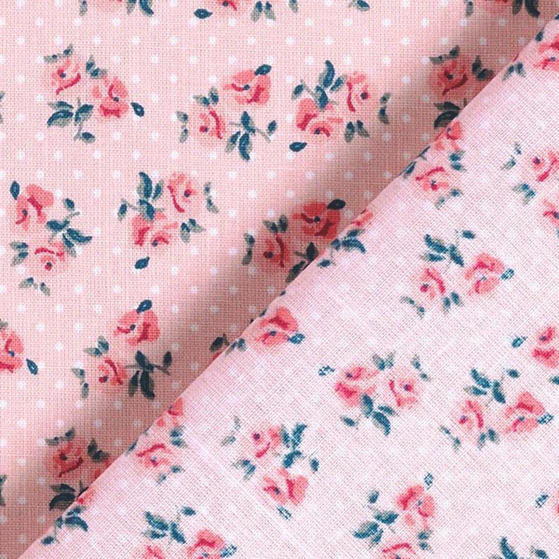 Katoenen stof cretonne Kleine rozen – roze,  image number 5