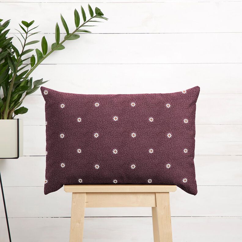 Teddy pluche Geborduurde bloempjes | Poppy Fabrics – donker oudroze,  image number 6