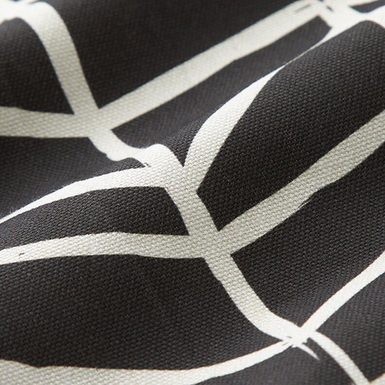 Decostof Half panama abstracte lijnen – ivoor/zwart,  image number 2
