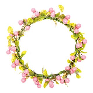 Deco bloemenkrans met bessen [Ø 12 cm/ 17 cm] – roze/groen, 