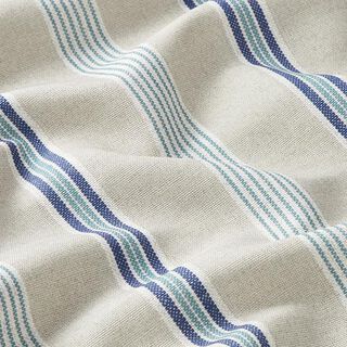 Outdoorstof Canvas Smalle strepen – blauw/natuur, 
