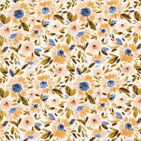 Katoenpopeline bloemenzee – cashew/wit | Stofrestant 70cm, 