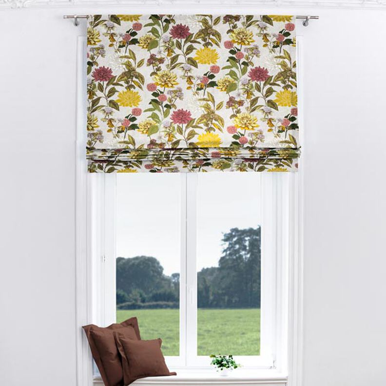 Decostof panama bloemenprint – nevelgrijs, image number 5