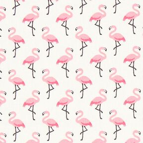 Gecoate katoen flamingo – ecru, 