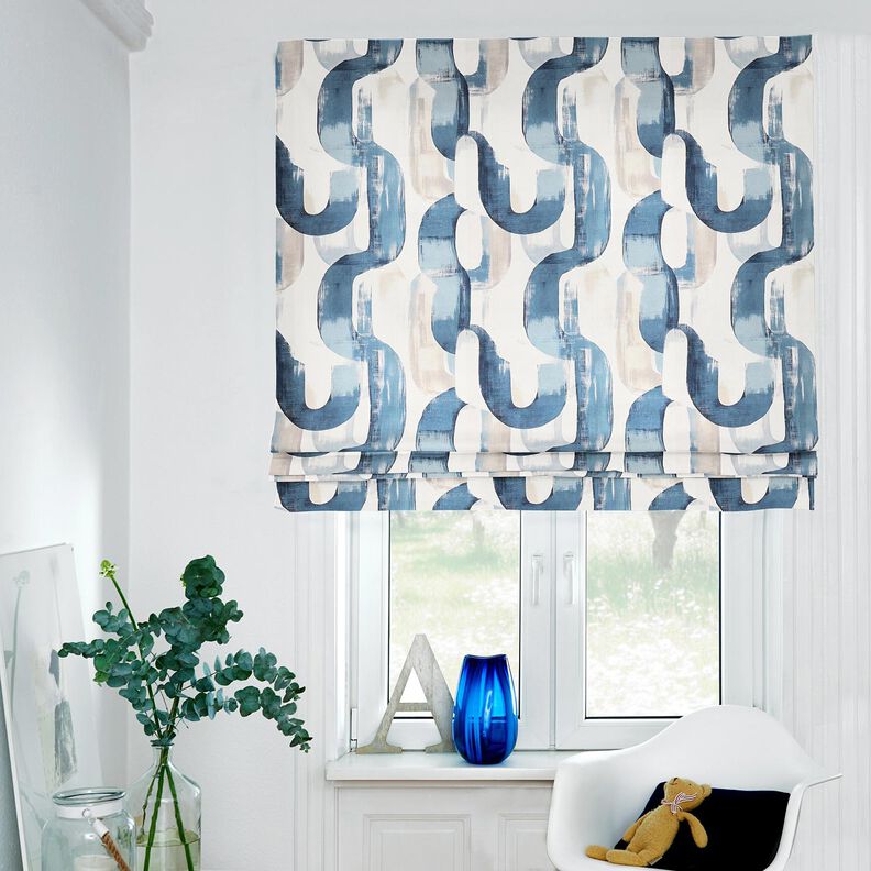 Decostof Half panama abstracte ketting – ivoor/blauw, image number 6