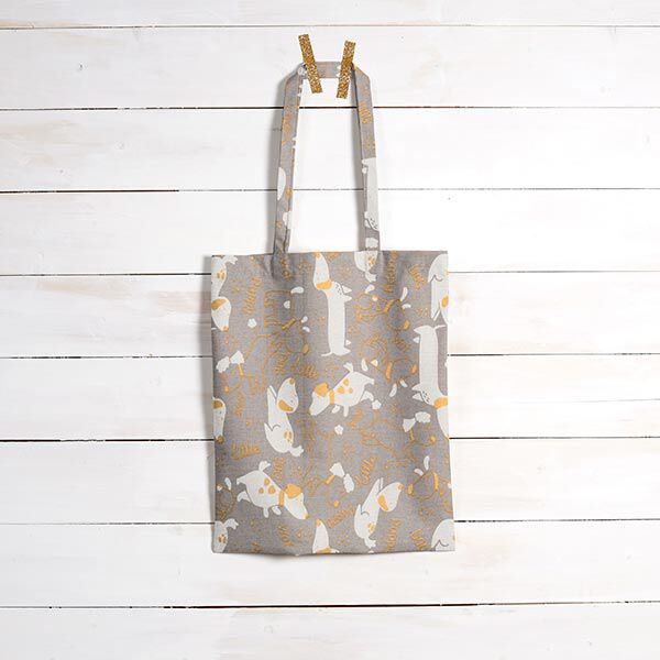 Decostof Canvas speelse honden – greige/currygeel, image number 6
