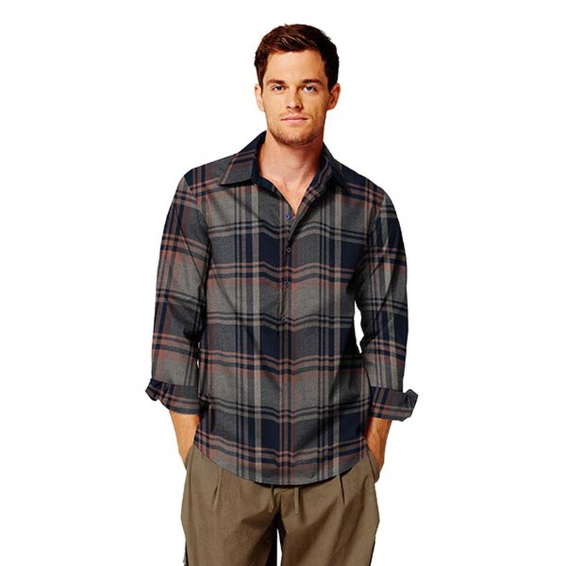 Schotse Ruit Stretch – navy/zalm,  image number 5