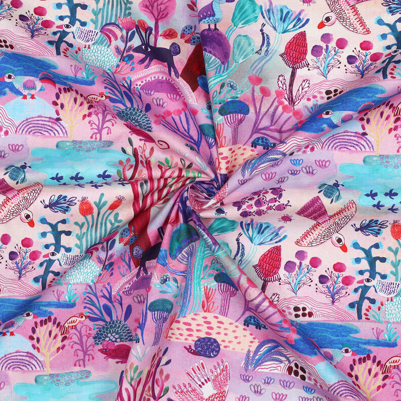 Katoenpopeline Sunshine Digitaal printen | Nerida Hansen – lavendel/donkerrood,  image number 3