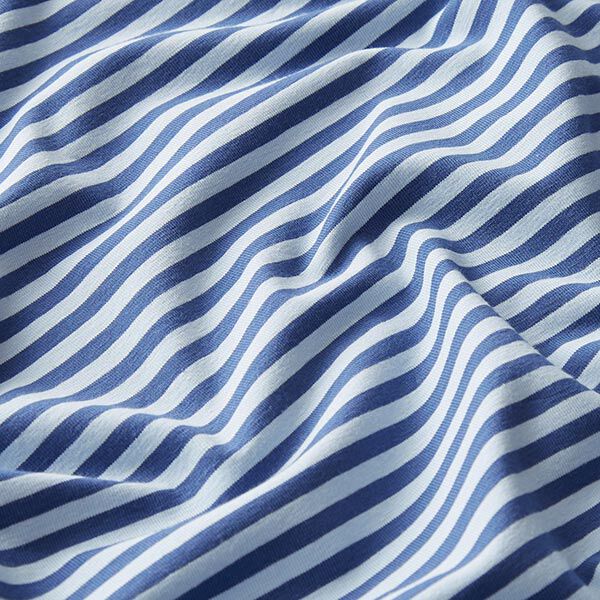 Katoenjersey smalle strepen – jeansblauw/lichtblauw,  image number 2