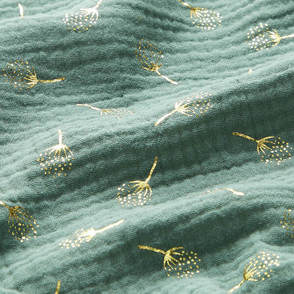 Mousseline/dubbel gehaakte stoffen Glitter paardenbloemen – riet/goud, image number 2