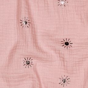 Mousseline/dubbel gehaakte stoffen zonnen Foliedruk | Poppy Fabrics – licht oudroze/pastelviolet, 