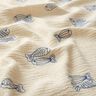 Mousseline/dubbel gehaakte stoffen opgestikte vis | Poppy Fabrics – ecru/koningsblauw,  thumbnail number 2