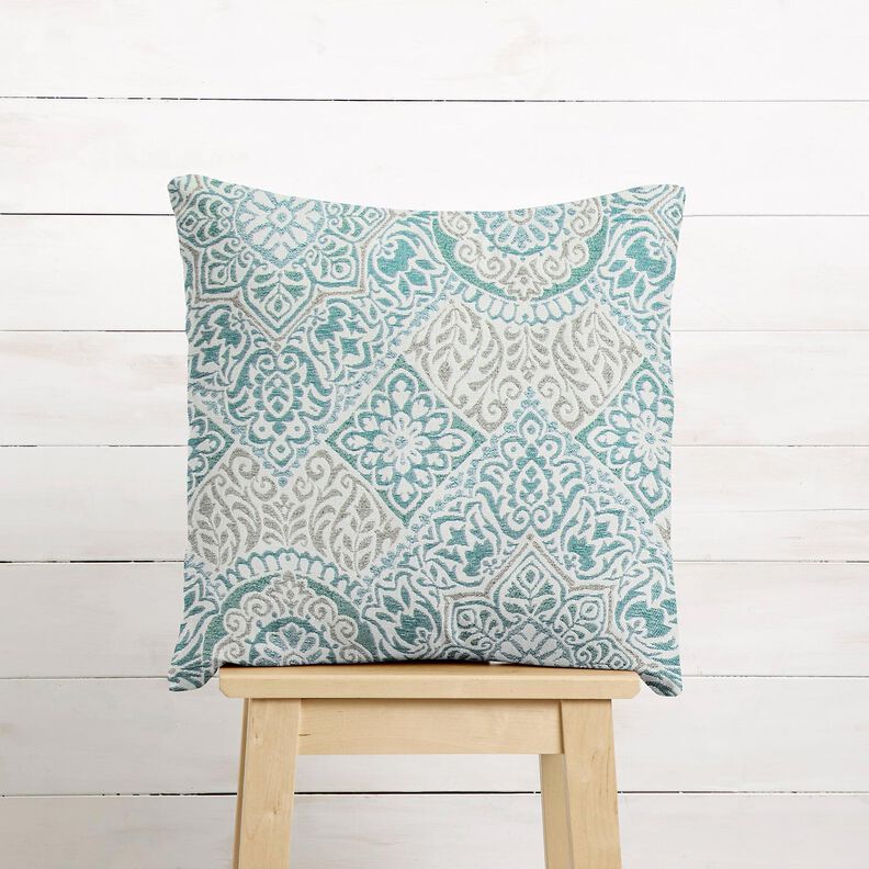 Decostof Jacquard elegante tegels &ndash; licht petroleum/lichtbeige,  image number 6