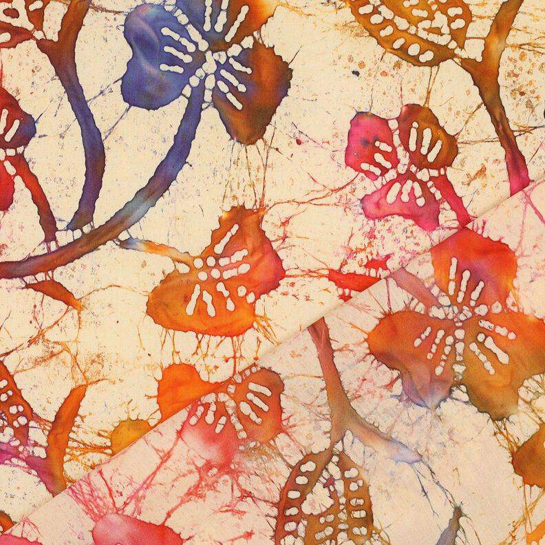 Viscosestof Batik bladeren – zand/oranje,  image number 4