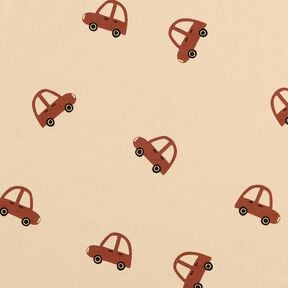 French Terry sommersweat grote retro auto's &ndash; creme, 