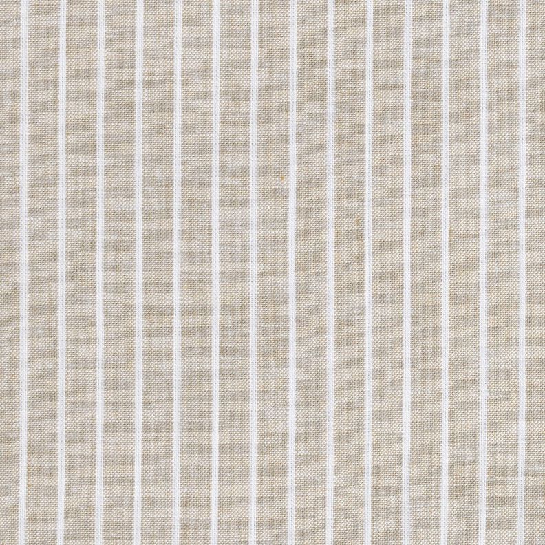 Linnen-katoen-mix Brede strepen – licht taupe/wit,  image number 1
