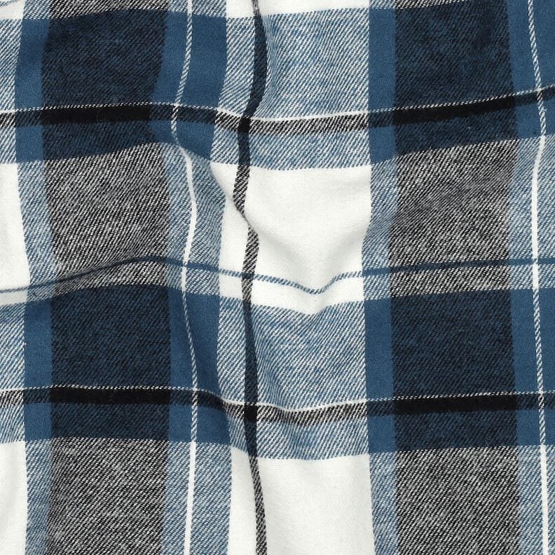 Katoenflanel Grote ruit – jeansblauw/ecru, image number 2