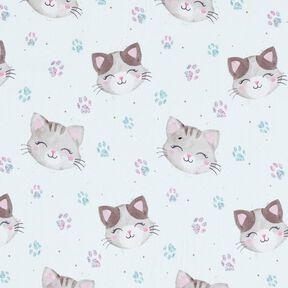 Katoenjersey schattige katten en poten | Glitzerpüppi – wit, 