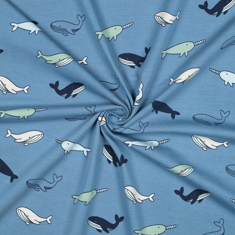 Katoenjersey schattige walvissen| Poppy Fabrics – blauwgrijs/marineblauw,  image number 3