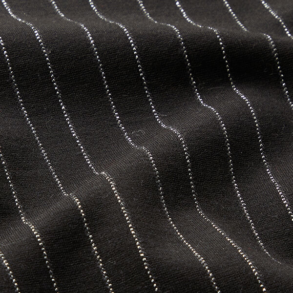 Romaniet jersey naaldstrepen lurex – zwart, image number 2