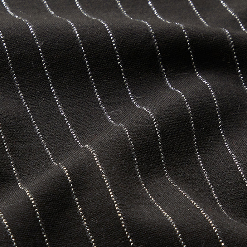 Romaniet jersey naaldstrepen lurex – zwart,  image number 2