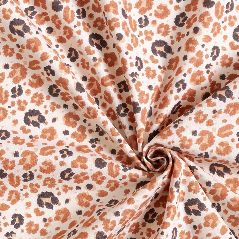 Katoenen stof Cretonne grote luipaardvlekken – koper/lichtbeige,  image number 3
