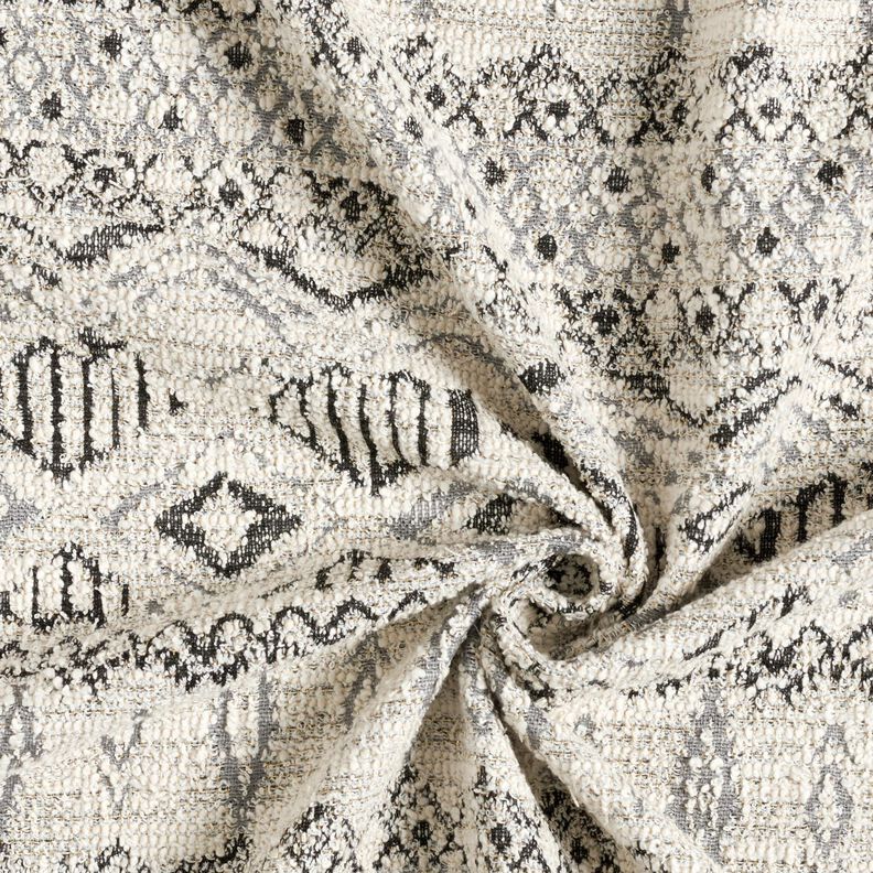 Gebreid bouclé ikat-patroon – grijs/wit,  image number 3