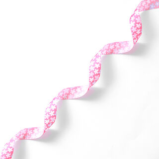 Satijnband Bloemen – babyblauw/roze, 