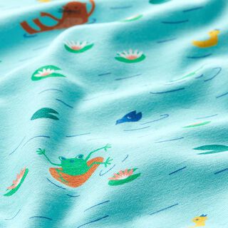 Katoenjersey op de vijver | PETIT CITRON – aquablauw, 