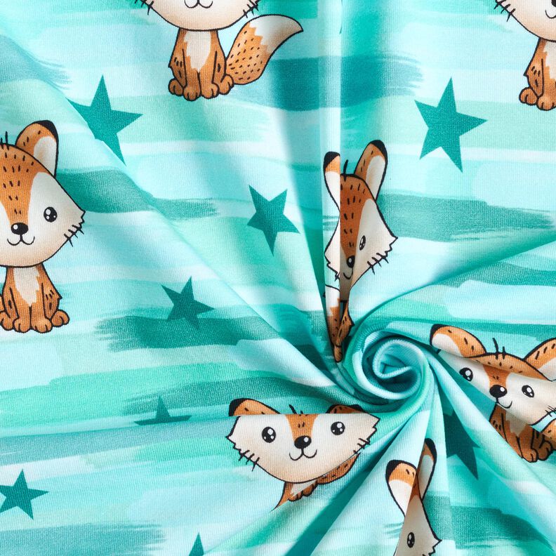 Katoenjersey Vos met strepen | Glitzerpüppi – aquablauw/perzik sinaasappel,  image number 3