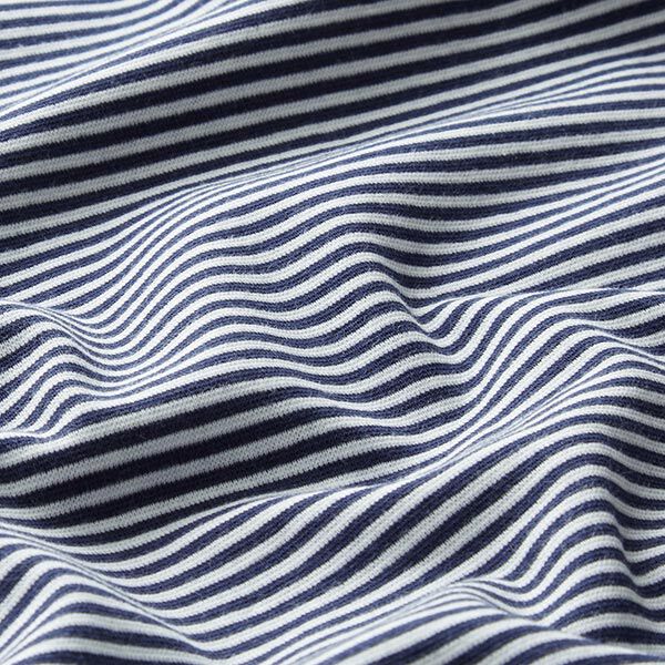 Boordstof rondgebreid smalle ringen – marineblauw/wit,  image number 2